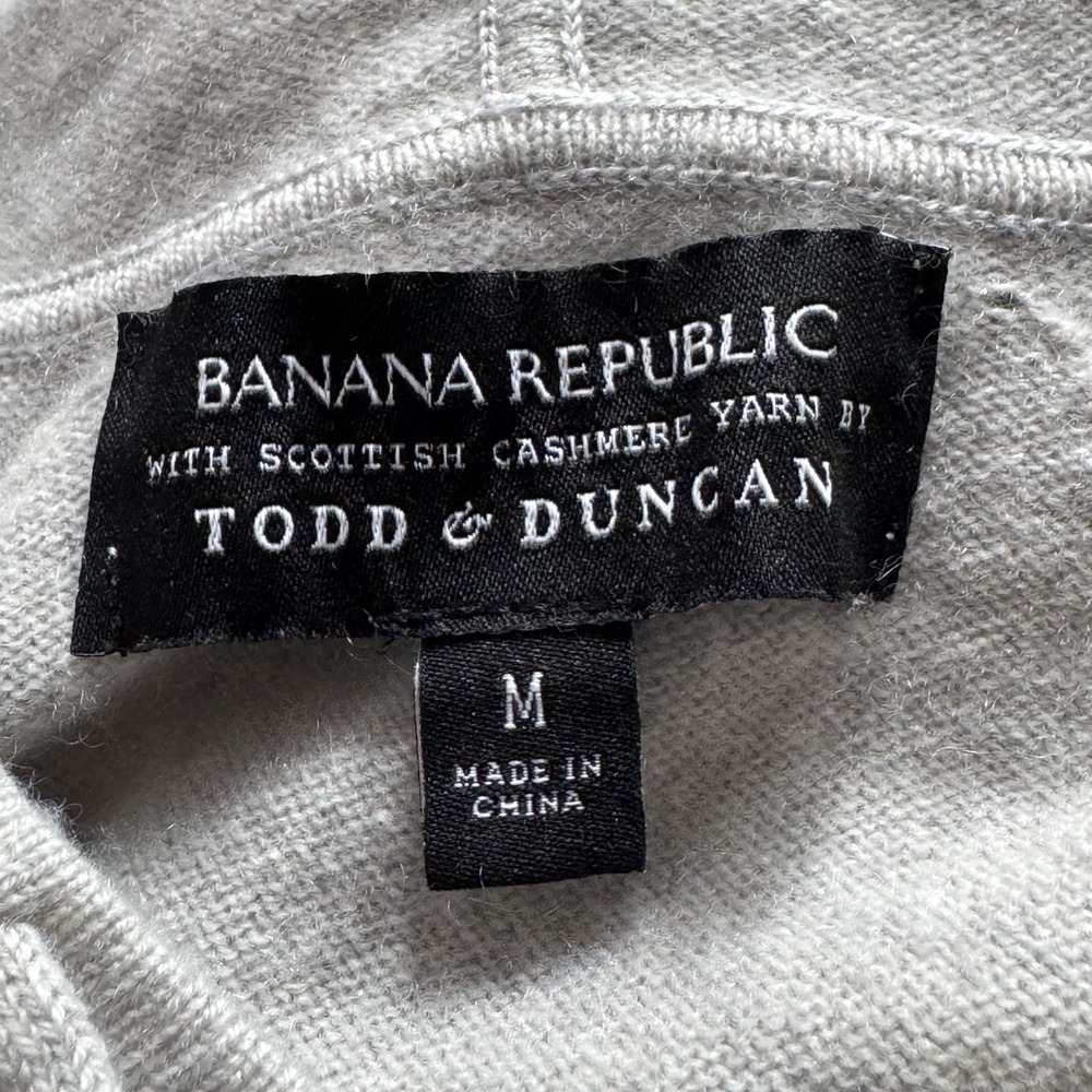 Banana Republic Todd & Duncan 100% Cashmere Hoodie M Gray Scottish Quiet Luxury - Picture 4 of 15